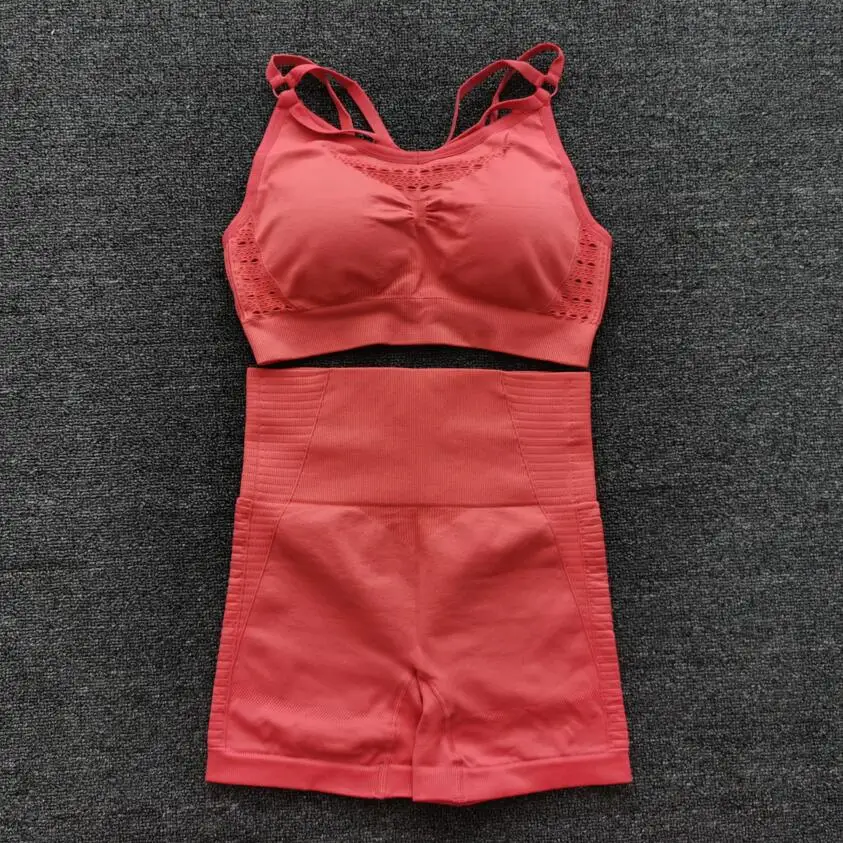 Новейший женский летний бесшовный комплект для йоги спортивные костюмы фитнеса