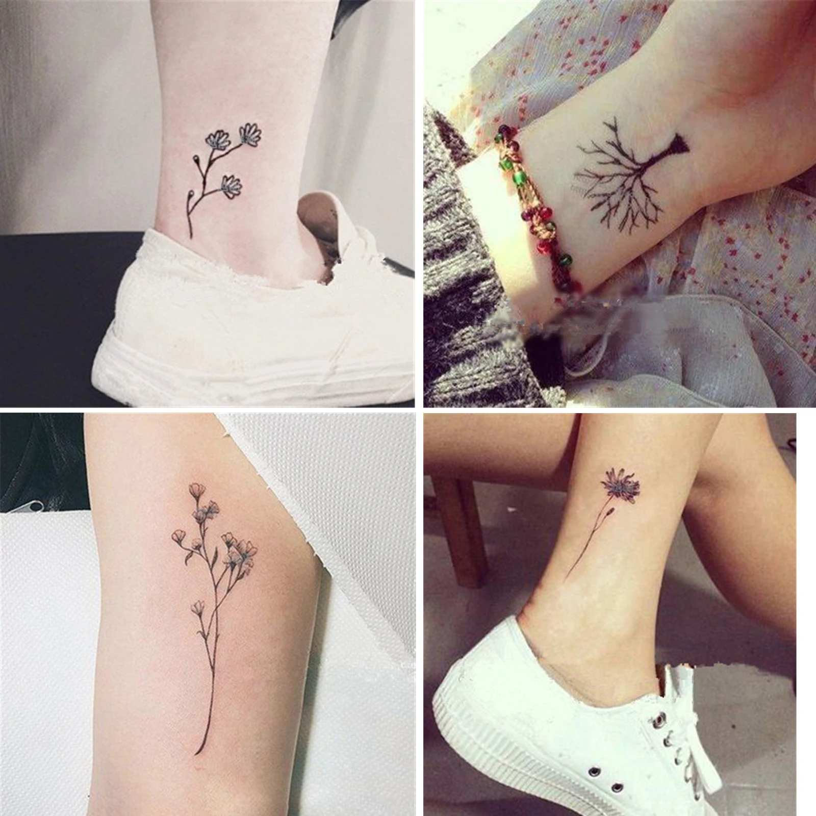 4 шт. оригинальный дизайн свежий цветок травы поддельная Татуировка