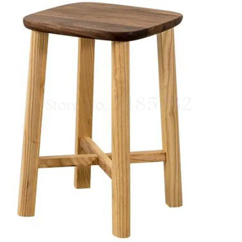 Скандинавский барный высокий стул из массива дерева домашняя маленькая скамейка