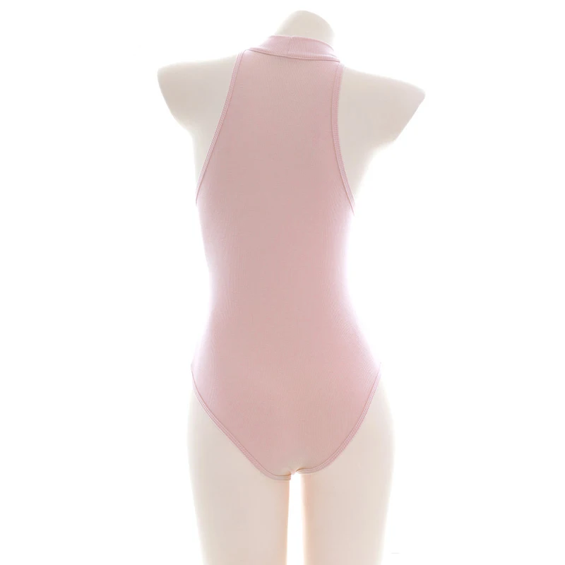 Косплей без рукавов боковая молния высокий воротник сексуальные розовые тонкие