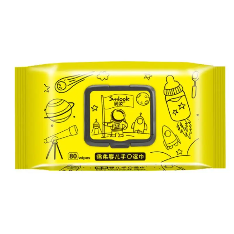 Влажные салфетки для младенцев без спирта запаха с откидной крышкой 80 салфеток в