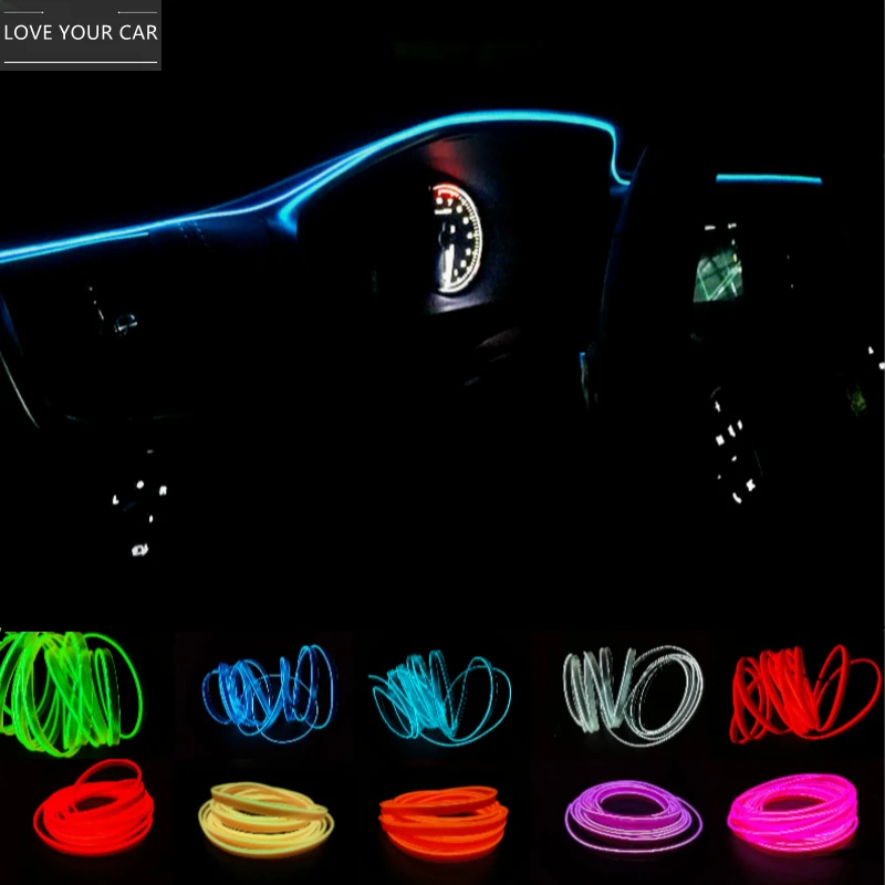 

2Meters Backlight In The Car Led Light Strip For Car Interior Neon El Cold Light Decorative Strips Lamp Dashboard Console