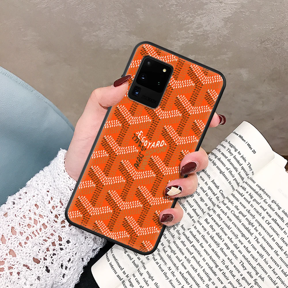 

French Goyard design colorful Phone Case For Samsung Galaxy Note S 8 9 10 20 Plus E Lite Uitra black Shell Silicone Waterproof