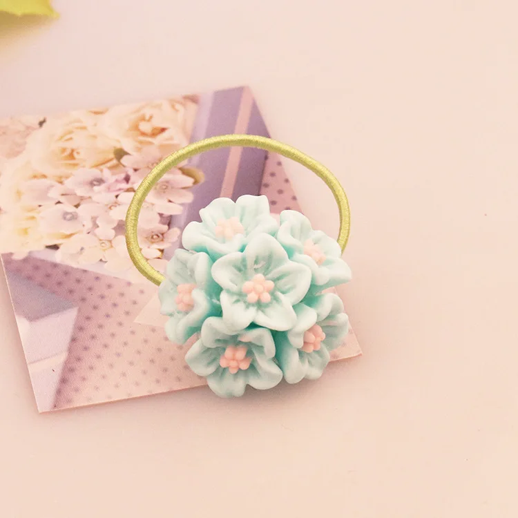Fashion Girls Hair Accessories Rustic Small Fresh Flower Beaded Pearl Headband Rubber Band Elastic Bands |