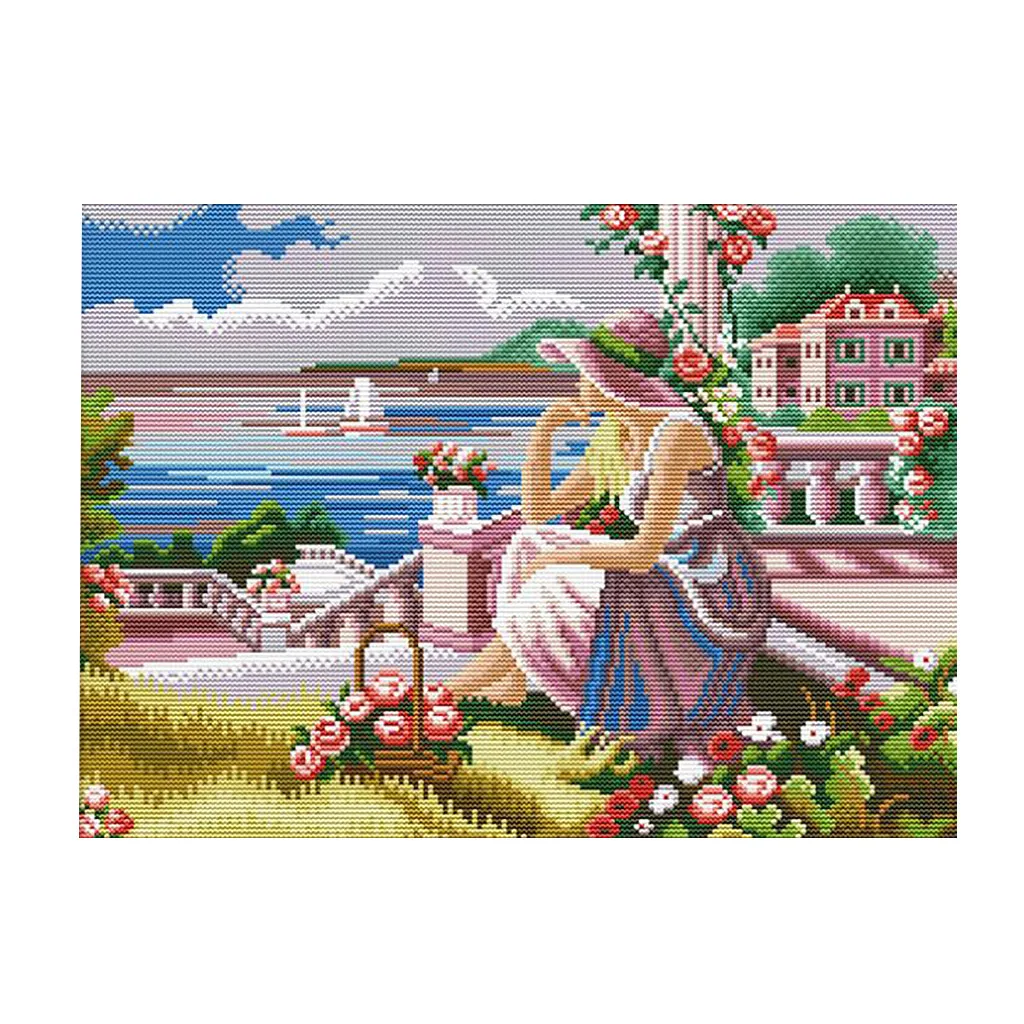

Stamped Cross Stitch Kit Embroidery Crafts 14CT Aida Cloth - Pretty Girl Pattern