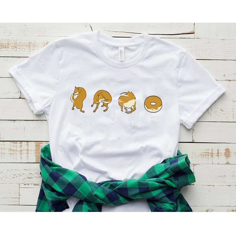 Шиба ину пончик футболка Lover собака Сиба-ину любовник женское платье хлопок топ