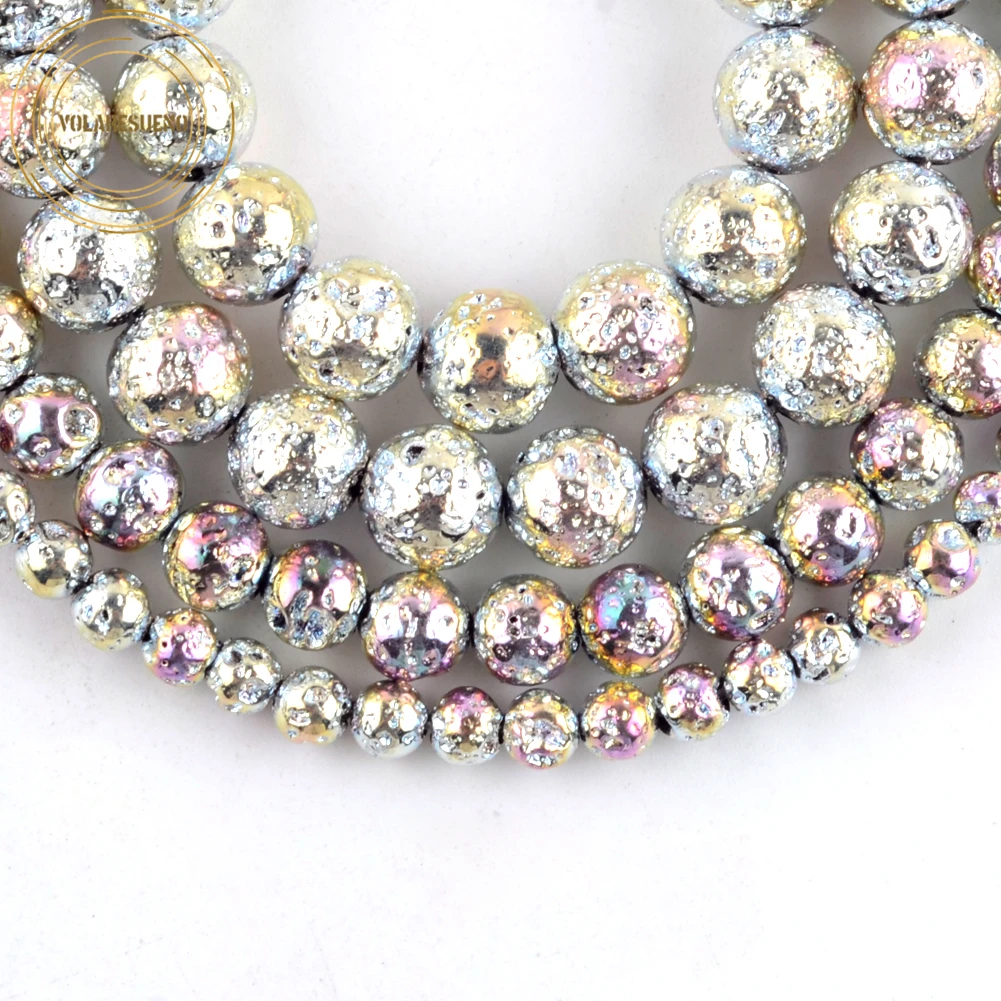 

Wholesale Natural Yellow Multicolor Volcanic Lava Hematite Beads Round Loose Beads For Jewelry Making Diy Bracelet 4/6/8/10mm