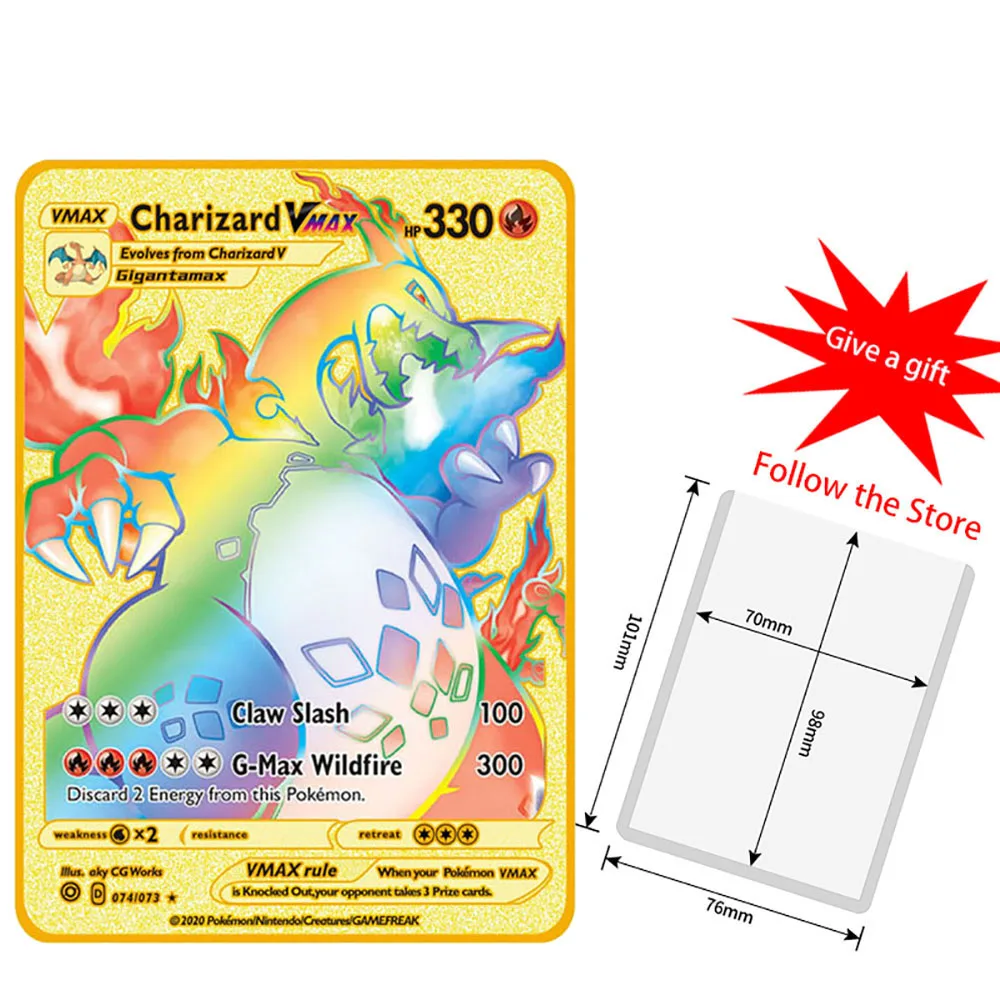 

Pokemon Metal Card Game Anime Battle Card Golden GX Ex V Vmax Pikachu Collection Map Collection Metal Cards Kids Game Toy Gift