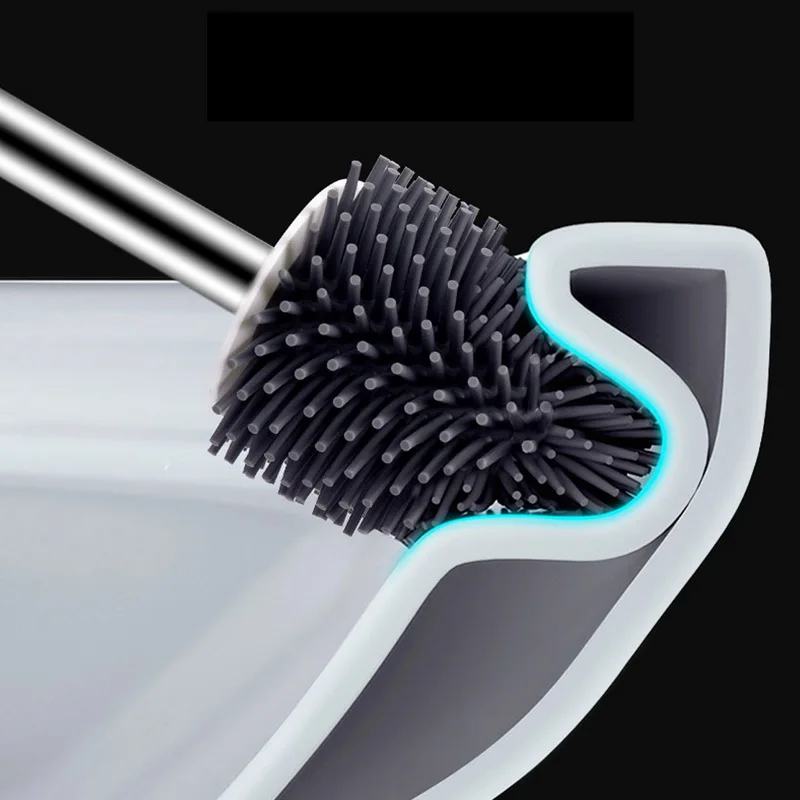 

Clean Home Wall Hanging TPR Toilet Brush With A Tweezer And Holder Set Silicone Bristles For Floor Bathroom Cleaning