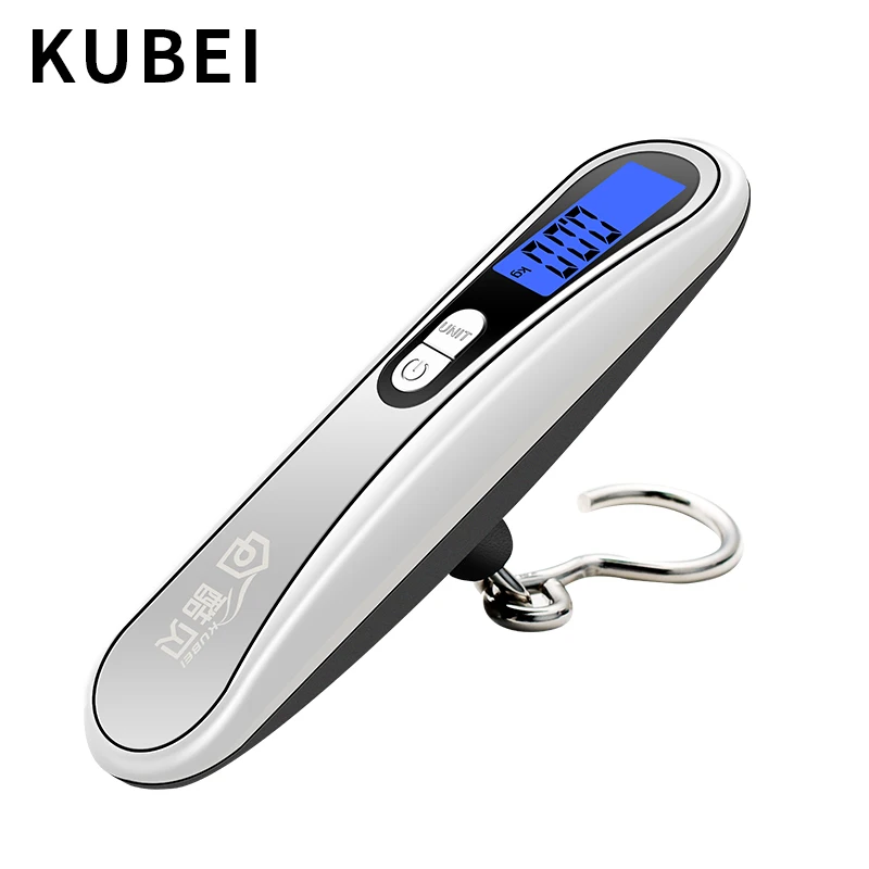 Кухонные принадлежности KUBEI, портативные электронные весы, весы для багажа весом 50 кг, прецизионный крючок, товары для домашних животных, маленькие весы - Цвет: Серебристый