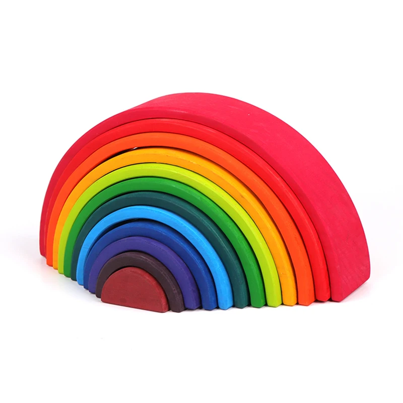 Baby Toys Wooden Block Rainbow Kids Creative building Blocks Stacker Early Learning Montessori Educational Toy Children|Блочные