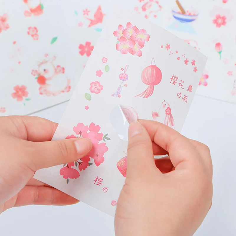 6 листов Kawaii наклейки с цветами милые канцелярские наклейки декор с кошкой наклейки для девочек DIY Скрапбукинг дневник принадлежности для альбома