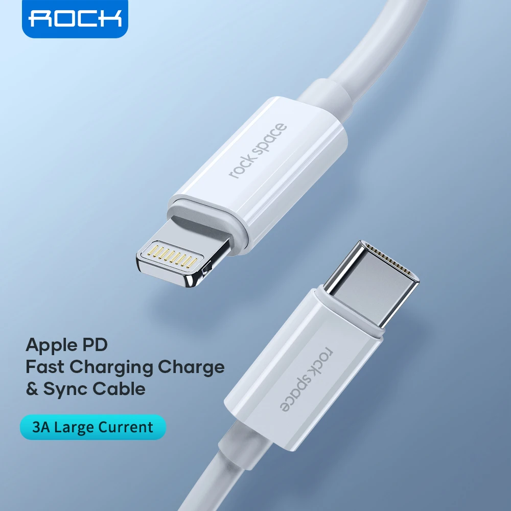 

ROCK 20W 18W PD Cable For iPhone 12 11 Pro Max USB C Fast Charge Cable USB C to Lighting Data Wire Cord Type C Cable For iPad 1M