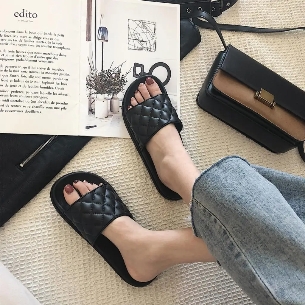 Летняя женская обувь Тапочки для ванной на платформе пляжные вьетнамки танкетке