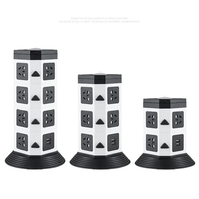 Tower Power Strip Vertical Desktop Multi Socket 7/11/15 Outlet with Dual USB 1.8M Extension cord Overload Protection | Обустройство