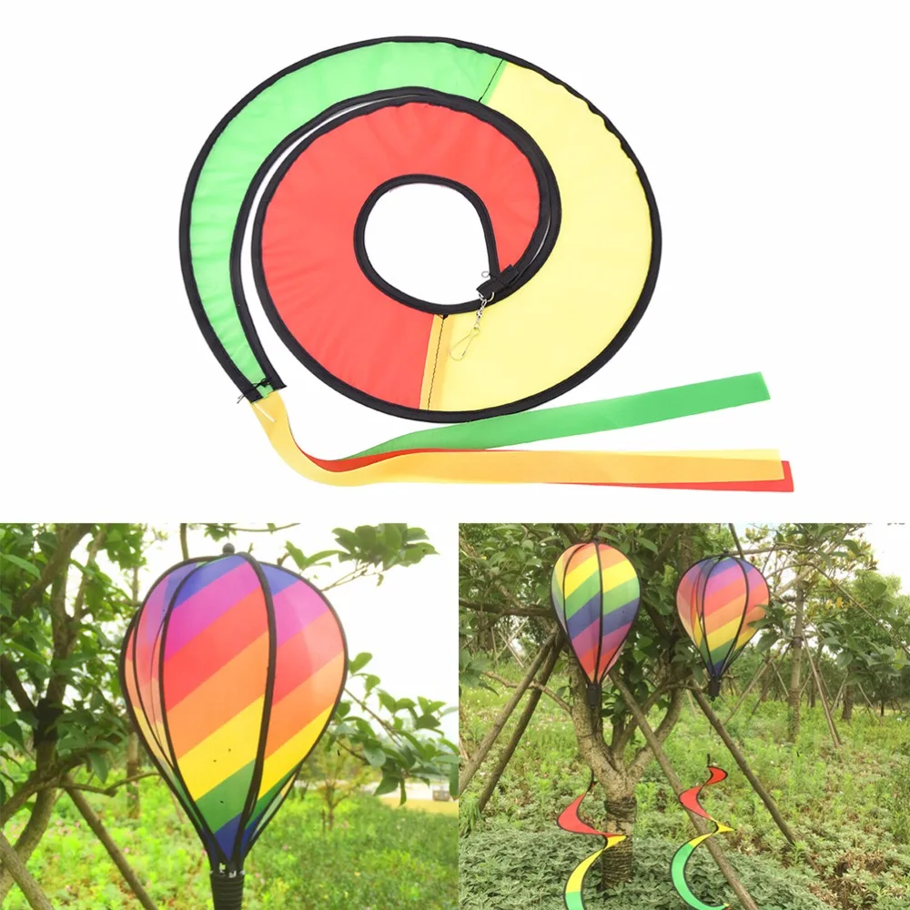 

Rainbow/Grid Hot Air Balloon Stripe Windsock Wind Spinner Garden Yard Outdoor Decoration