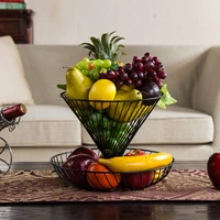 household double decker fruit basket living room stylish fruit dried fruit plate modern kitchen fruit and vegetable basket zm12