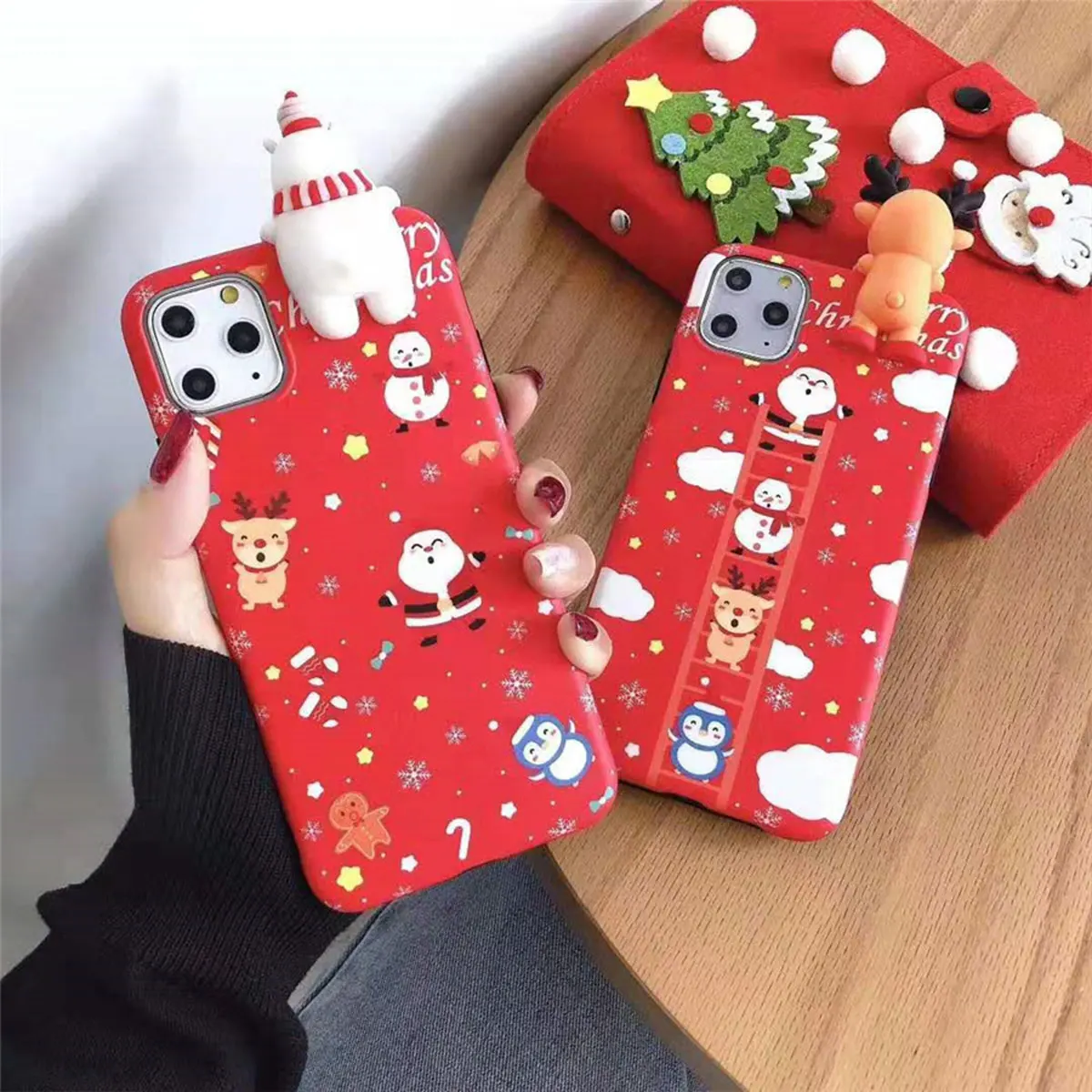 Чехол для телефона IPhone 11 7 8 Plus роскошный силиконовый чехол с рождественским
