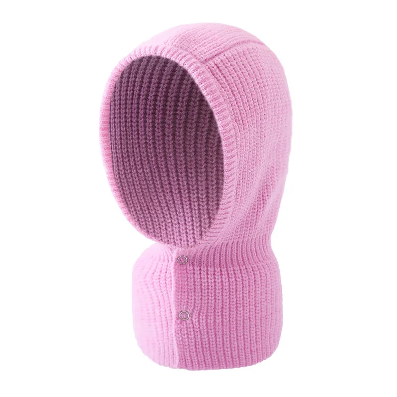 Unisex Knitted Cashmere Winter Head Hood Warm Neck Collar Cap Men Women Snood Shawl Wraps Windproof Hat With Button Decor | Аксессуары