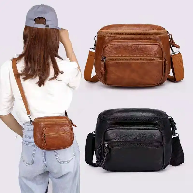 

Fashion PU Leather Shoulder Bag Women Small Square Bag Multi-pocket Messenger Bag Leisure Shopping Crossbody Bag Handba