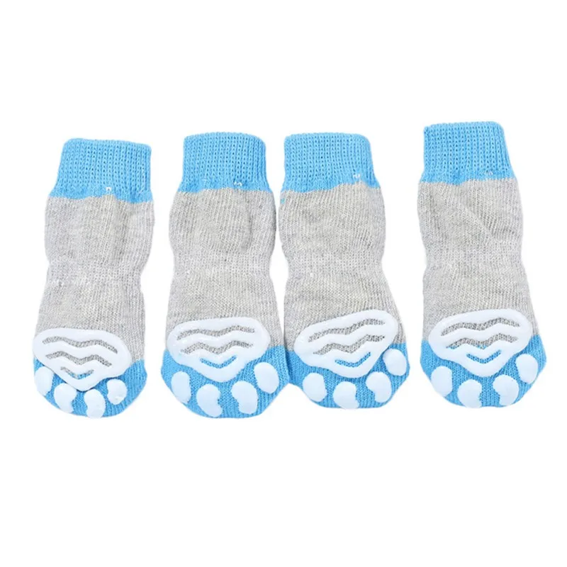 

4pcs/lot Anti-slip Puppy Cat Knit Socks Dog Shoes Lovely Warm Dog Socks Cute Cartoon Print Cats Dogs Boots Winter Wear