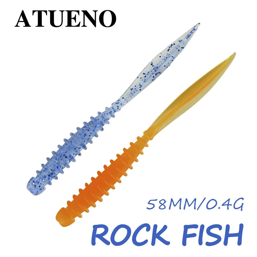 

ATUENO Soft Lures TPE Bait 10pcs 58mm 0.4g Wobblers Worm Artificial Swimbait Bass Jigging Bait Rock Fish Lure