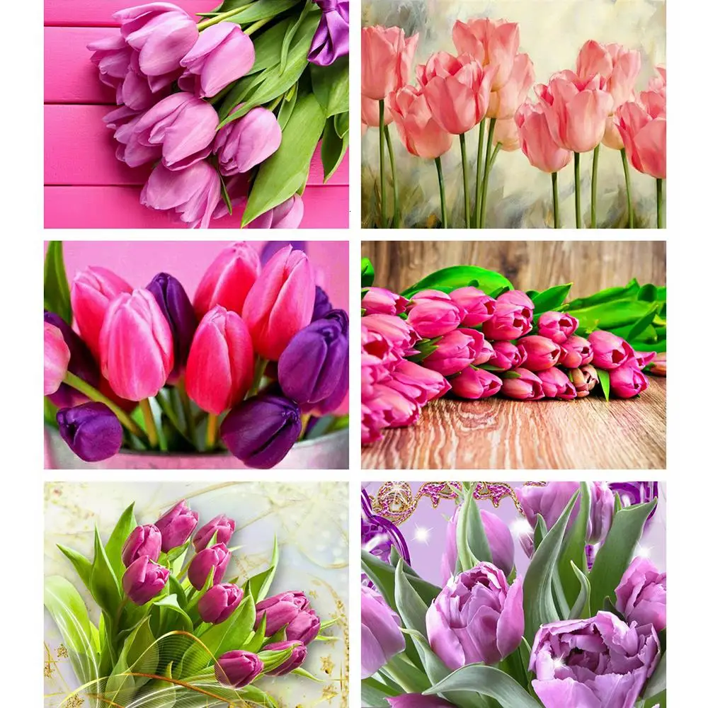 Алмазная живопись с тюльпанами 5D сделай сам вышивка крестиком мозаика из бисера