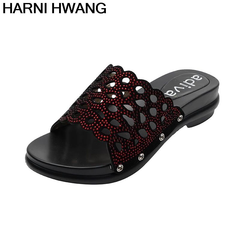 

Ladies Slippers Summer Daily Casual Breathable Sandals Outdoor Fashion Word Flat Shoes Size 36-40 Wholesale