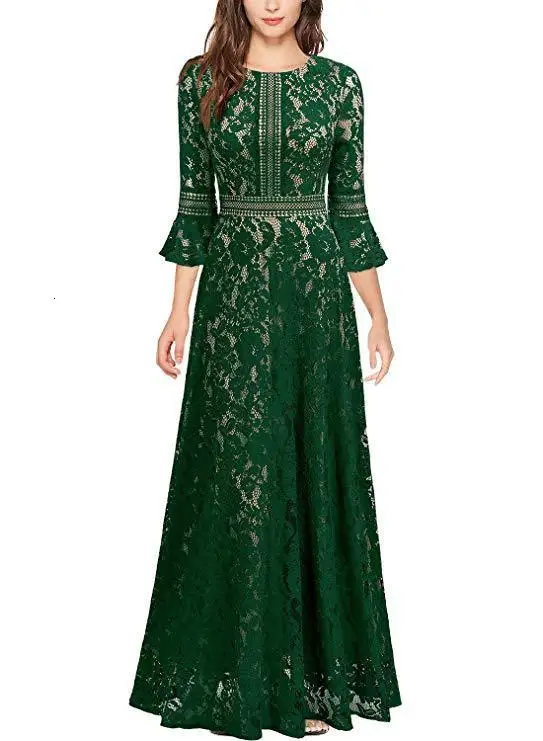 green BacklakeGirls круглый вырез три четверти рукава линия Кружева Мать невесты платья молния сзади высокое качество платье для мамы - Цвет: green