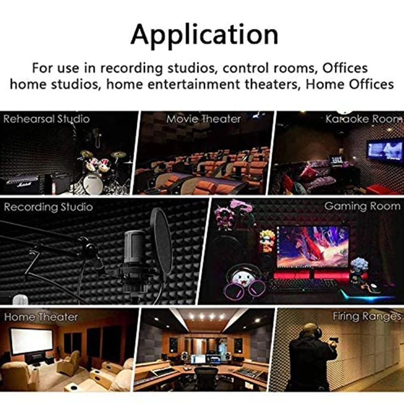 

12 Pcs Acoustic Foam Board,Studio Wedge Tile,Acoustic Foam Soundproof Pyramid Studio Treatment Wall Panel 2.5X30X30cm