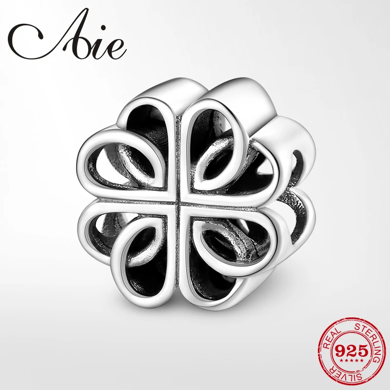 Бусины-подвески из серебра 925 пробы с символом удачи сердцами и цветами подходят