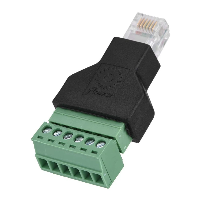Adapter Connector Ethernet Rj12 6P6C Male To Screw Terminal 6 Pin Splitter with Shield Plug Terminals Adapt | Электроника