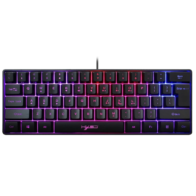 

V700 61 Keys USB Wired Gaming Keyboard RGB LED Backlit Keypad for Desktop Computer Laptop PC