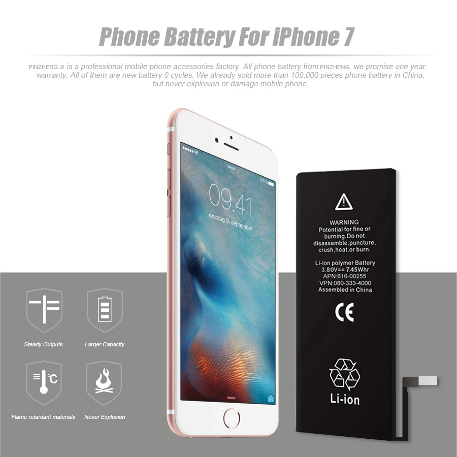 2021 Новый PINZHENG 100% Мобильный телефон батарея для iPhone 7 6 5 5S 6S емкостью аккумулятора