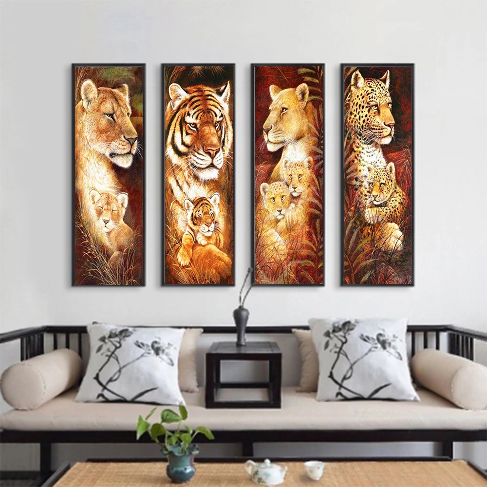 

HUACAN 5D Diamond Painting Animals Tiger Diamond Embroidery Mosaic Lion Cross Stitch Home Art Decoration For Home