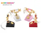 1:12 Миниатюрная модель телефона из сплава, винтажный Вращающийся Ретро телефон, аксессуары для украшения кукольного домика