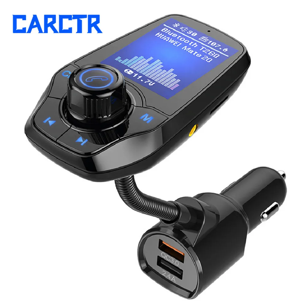Автомобильный Bluetooth fm-передатчик без рук MP3-плеер цветной большой экран пусковой приемник QC3.0 Bluetooth радио передатчик T26D