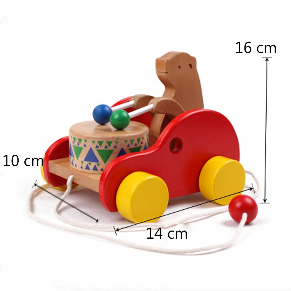 

Wooden Car Cartoon Bear Early Education Puzzle Kids Two-Way Driving Inertia Glide Cart Toys for Baby Children New Year Gifts