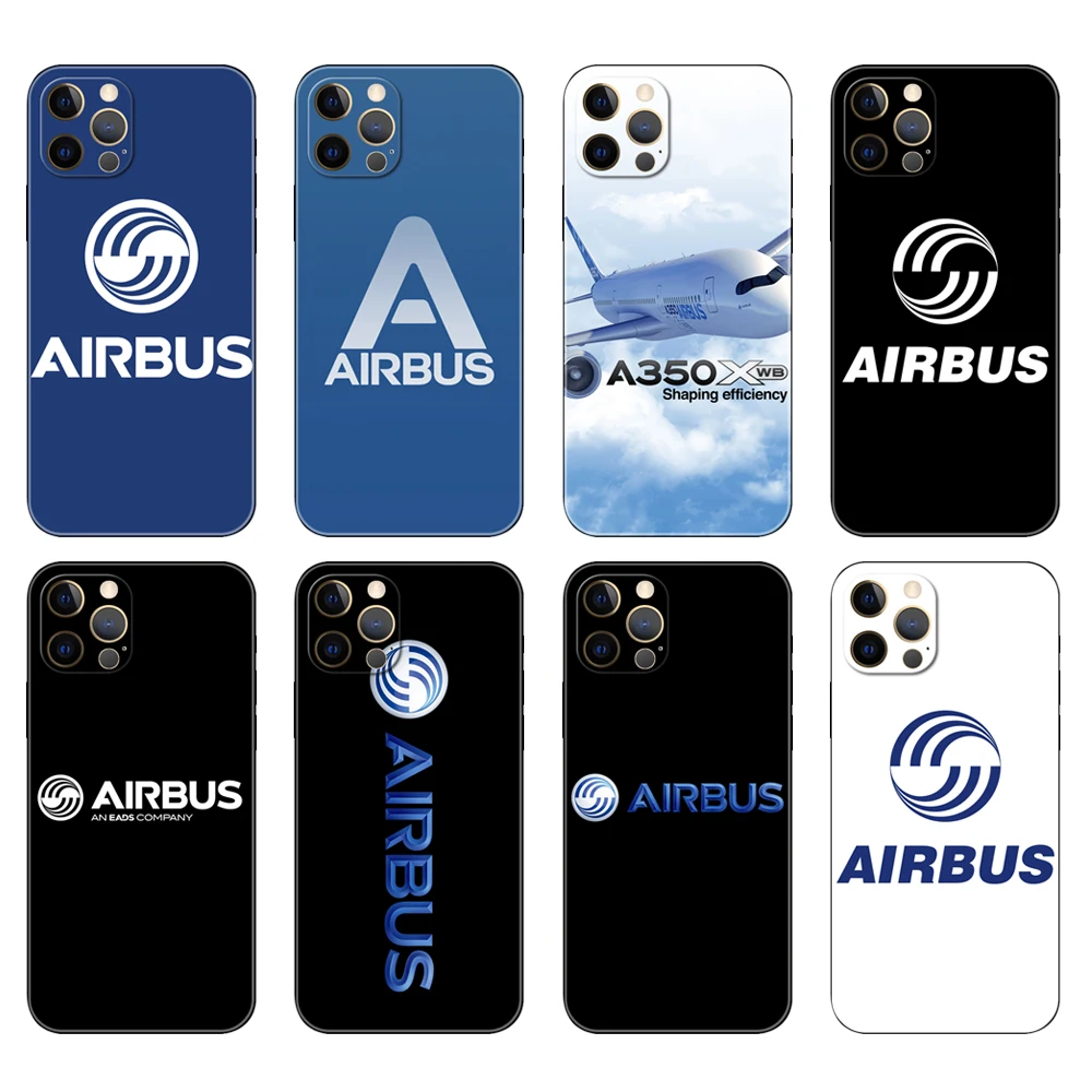 Черный чехол из ТПУ для iphone 5 5s se 2020 6 6s 7 8 plus x 10 XR XS 11 12 13 mini pro MAX, задняя крышка с логотипом Airbus