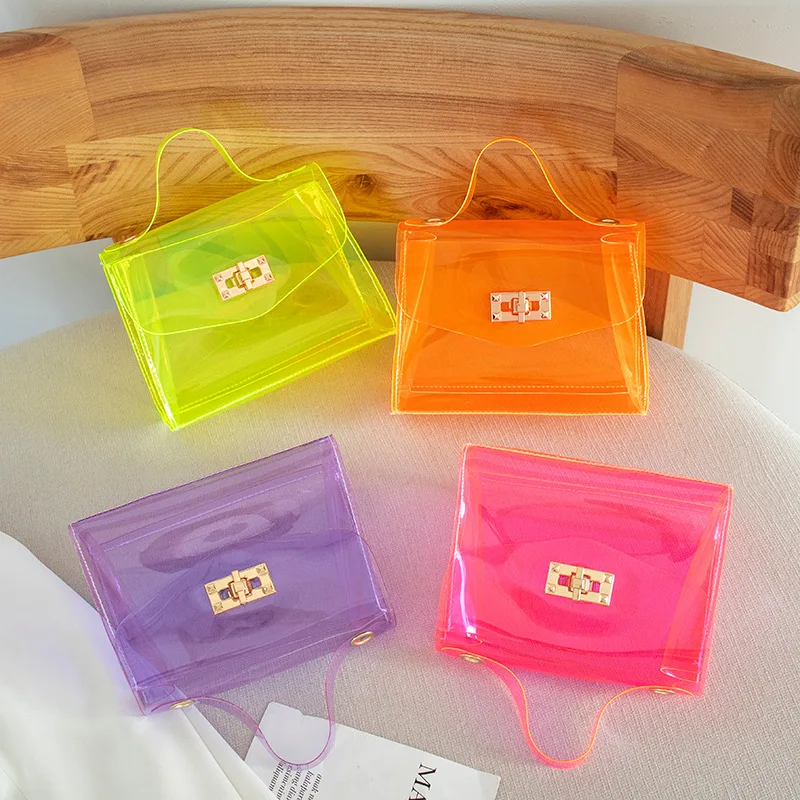 

2021 Kids Summer Jelly Bags Woman Mini Cute Clear Bag Hot Chain Transparent Messenger Bags Girls Bolsa Small Handbags