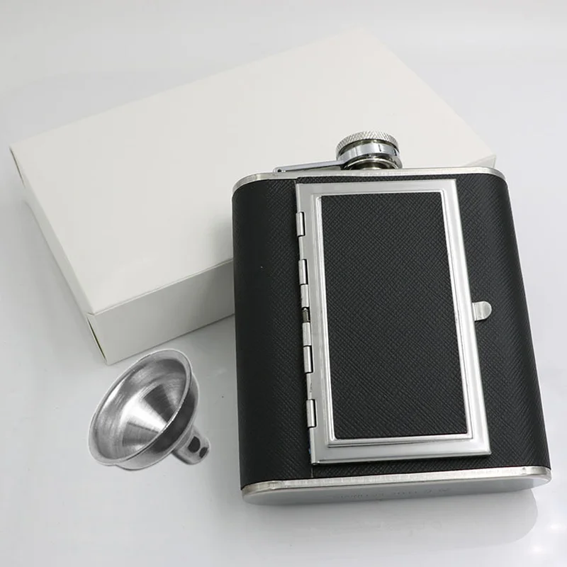 Нержавеющая сталь плоская фляжка сигарет чехол 5 6 унций двойного назначения
