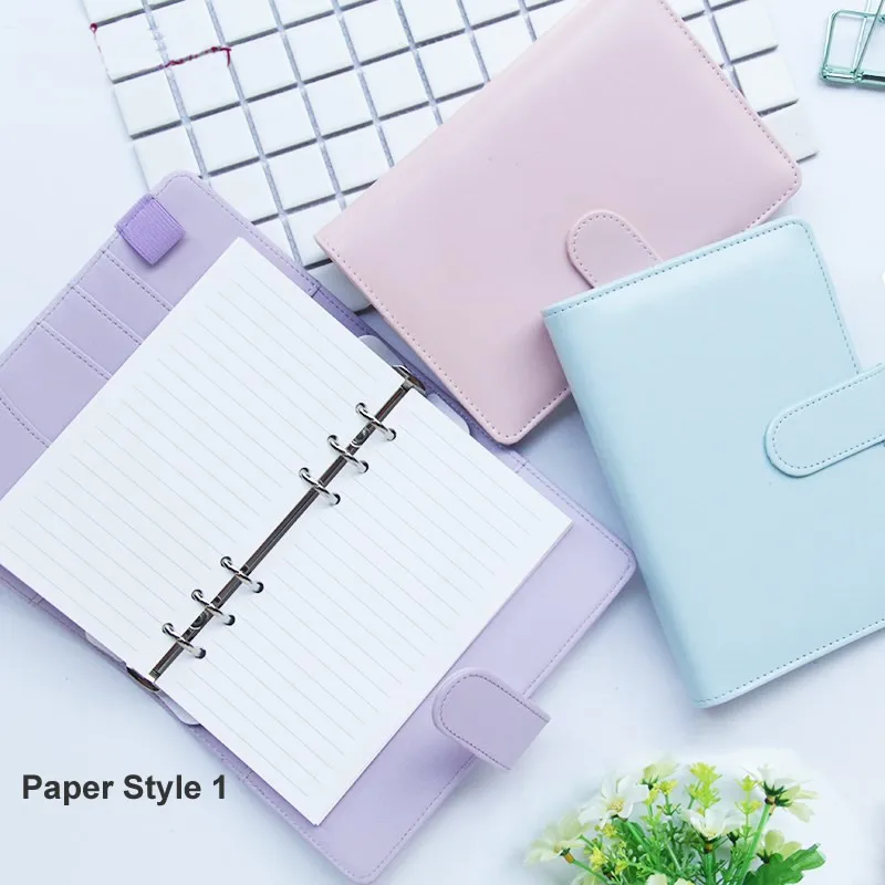 Кожаный чехол-книжка с кольцом A6 милый Обложка для ежедневника офисного Личная