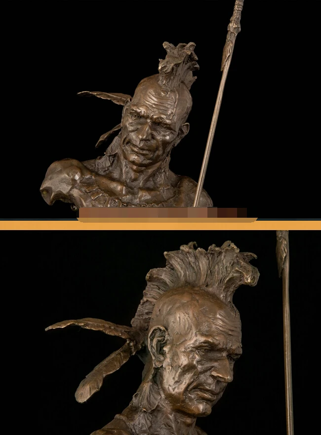 007003 скульптура в стиле АР-деко индийский солдат воин держать копье главный Бюст