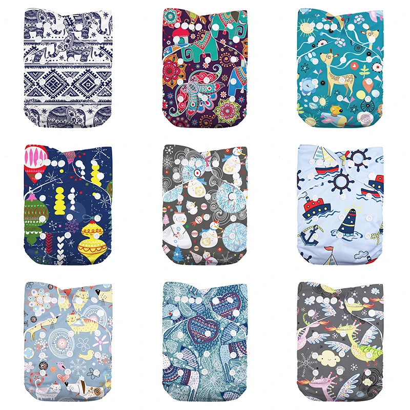 

Hot Sales Adjustable Baby Diaper Reusable Nappies Digital Print Cloth Diaper Pocket Nappy Fit 3-15KG Baby Diaper