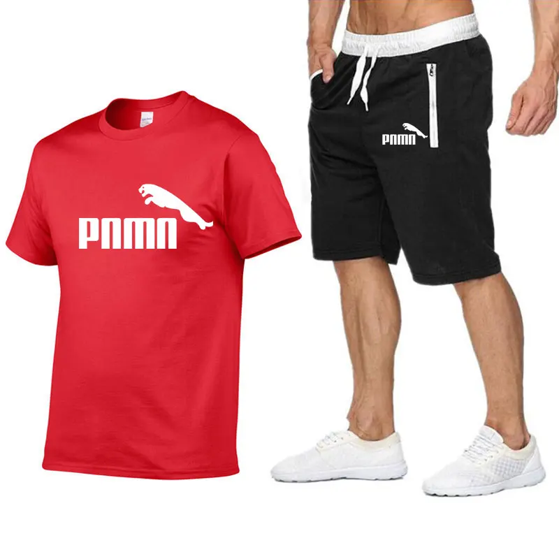 

2-piece set of new mens sportswear short-sleeved T-shirt + sports shorts fitness compression suits summer stretch track suits al