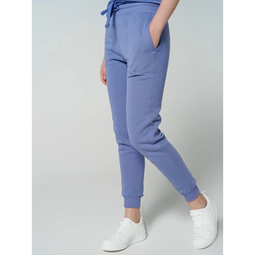  Спортивные брюки TBOE женские 87% Хлопок; 13% Полиэстер цвет голубой 