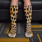 Модные длинные носки с 3D-принтом лапы животных, забавные носки с курицей, котом, носками для мужчин, милые женские носки до середины икры для занятий спортом на открытом воздухе