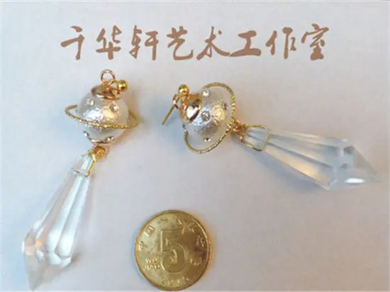 Серьги-гвоздики с Луной и Сатурном серебро 925 пробы | Тематическая одежда