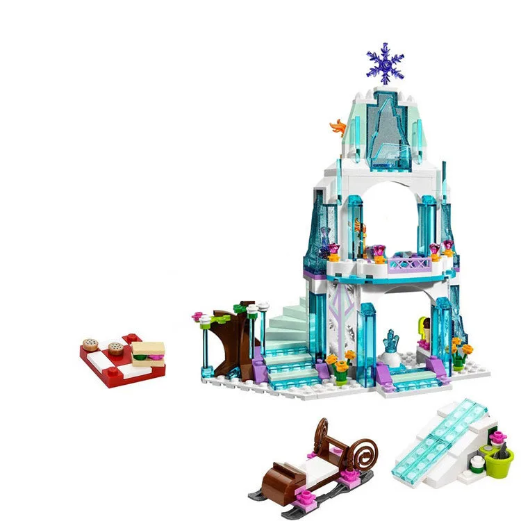Сверкающий ледяной замок Анны Эльзы Снежной Королевы строительные игрушки блоки