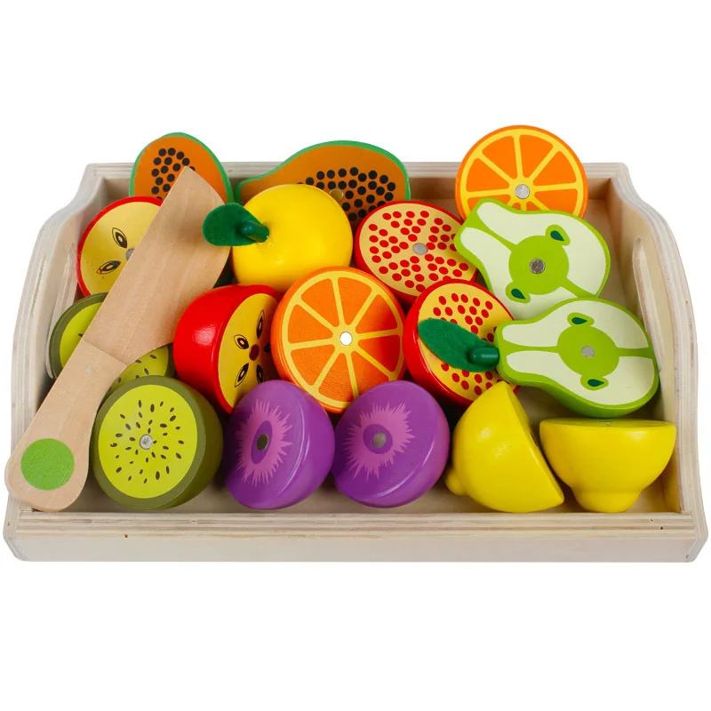 Wooden Montessori Pretend Cutting Fruits and Vegetables Toys Classic Game Simulation Kitchen Series Toys Early Educational Gift